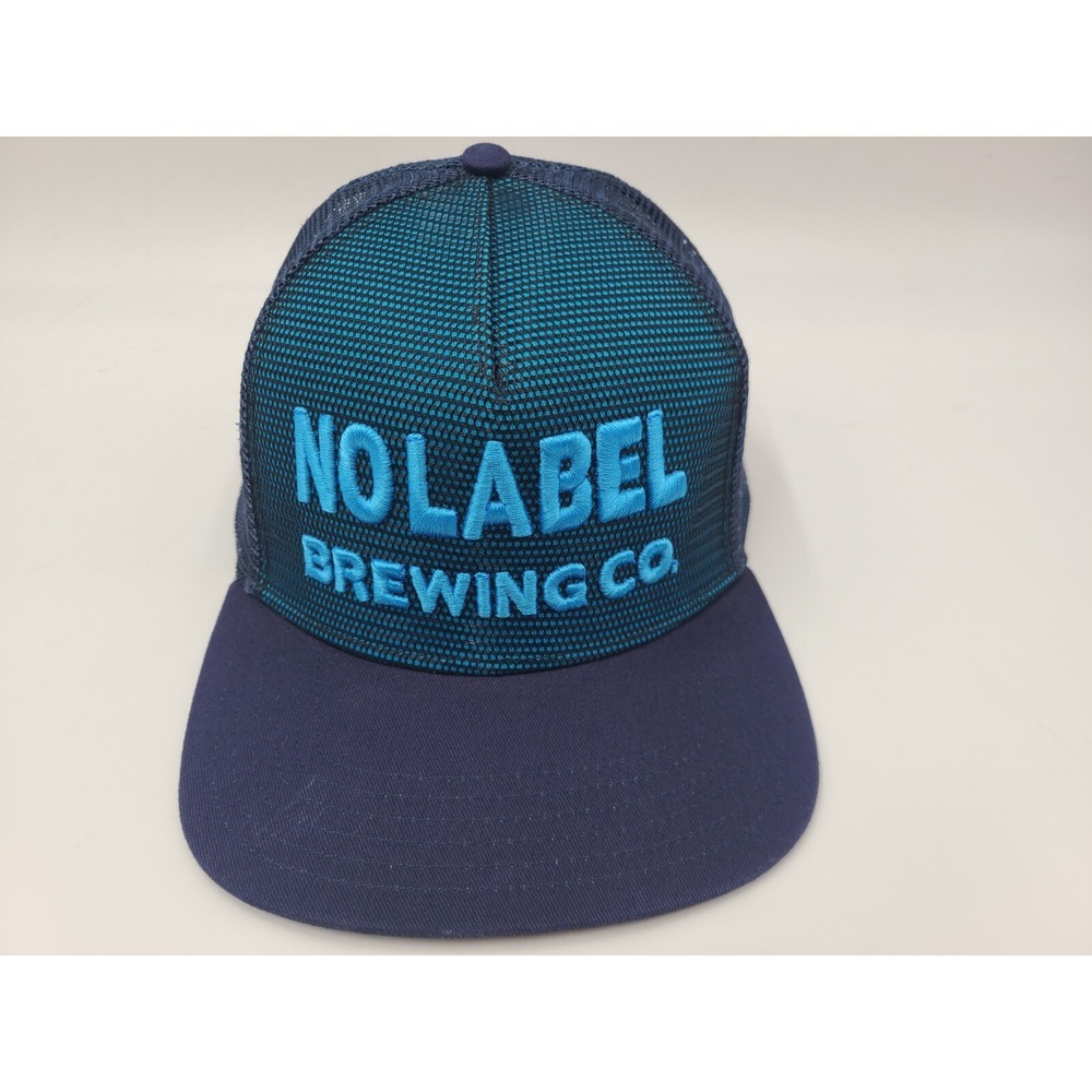 No Label Brewing Company Co Mesh Trucker Snapback Hat Cap Beer Men Women Blue